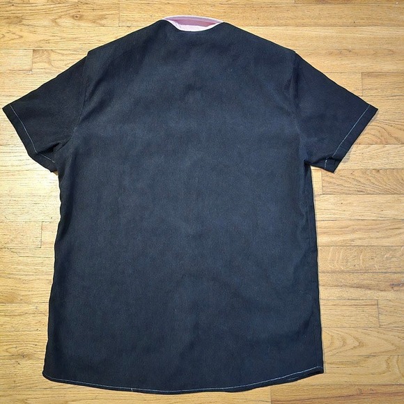 Men’s Romwe XL Button Down Shirt Short Sleeve Pink/Black 90s Style - Picture 5 of 5